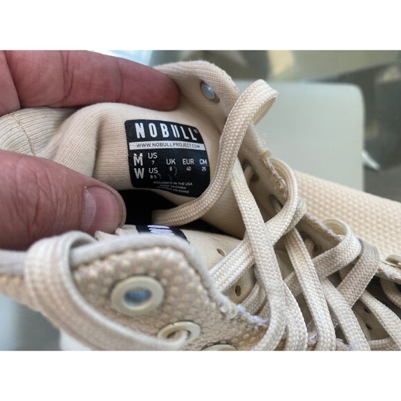 Nobull Mens 7 Womens 8.5 Superfabric Hi Top Trainer Shoes Gym Ivory